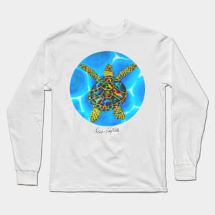 Caribbean unveiled on silk | Black Opal Sea Turtle Long Sleeve T-Shirt